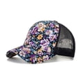 thumbnail image 4 of Harpily Baseball Cap Unisex Adjustable Unisex Floral Embroidery Lightweight Comfortable Breathable Mesh Retro Washed Cotton flower Embroidered All-Season Casual Outdoor Sun Cap, 4 of 4