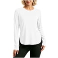 thumbnail image 2 of DailyTrove Women UPF50+ Sun Protection Long Sleeve Shirts Crew Neck Curved Hem Athletic Workout Tops with Thumb Holes, 2 of 9