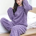 thumbnail image 3 of Winter Pajamas Sets Homewear Solid Color Loose Thickened Coral Velvet Pullover Long Sleeves And Trousers Warm Pajamas Indoor Outdoor Casual Clothes, 3 of 3
