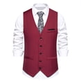 thumbnail image 2 of YLSDY Men's Vintage Gentleman Party Wedding Vest Suit Vest Slim Fit British Stylish Single Breasted Sleeveless Vest Office Business Waistcoat Formal Dress Vest Wine M, 2 of 9