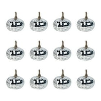 yulier 12 Pack Silver Pumpkins Fall Decor, Mini Artificial Pumpkins, Foam Glitter Mirror Pumpkins Decorations Halloween Thanksgiving Fall Table Centerpiece, 1.7" x 2"