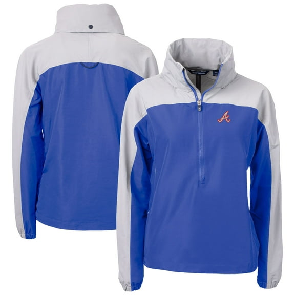 Women's Cutter & Buck Royal Atlanta Braves Charter Eco Recycled Half-Zip Anorak Jacket
