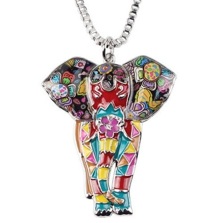 Enameled Choker - Enamel Jungle Elephant Choker Necklace Chain Pendant Collar Jewelry