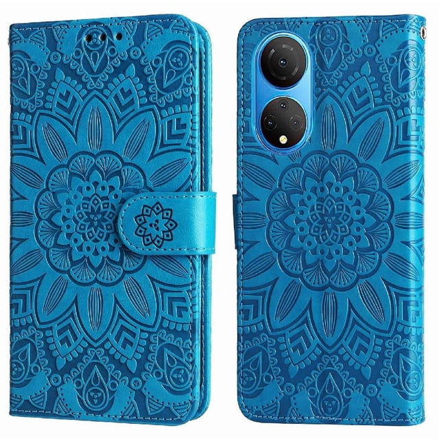 Funda tipo cartera GANGXUN para Honor X7 , diseño girasol, cuero PU, soporte, cierre magnético, tarjetero