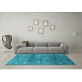 thumbnail image 3 of Ahgly Company Machine Washable Indoor Square Oriental Turquoise Blue Industrial Area Rugs, 4' Square, 3 of 4