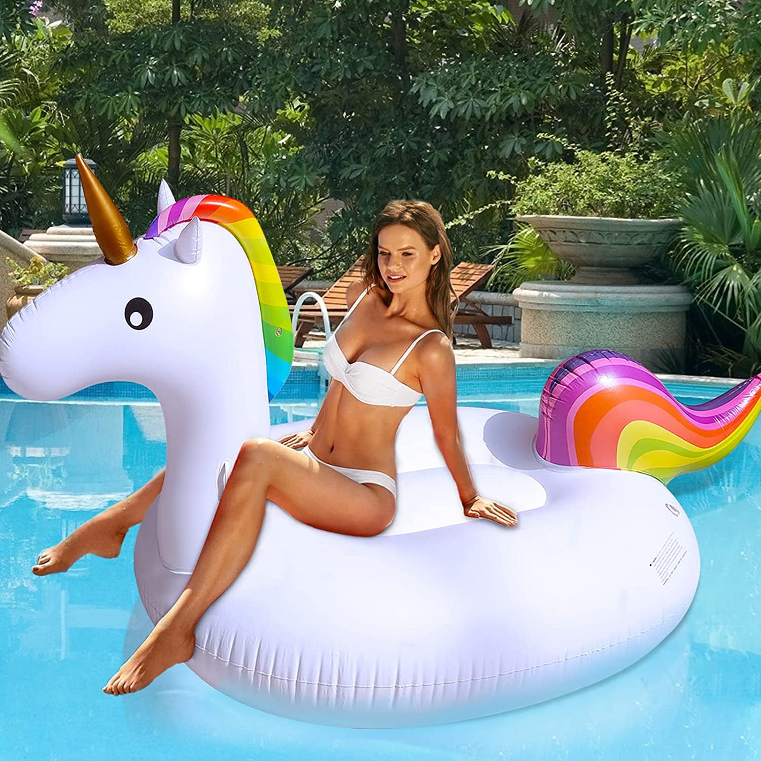 Inflatable Unicorn Pool Float Pool Party Toys Giant Pool Floats for Adults and Kids Outdoor Vacation Beach Loungers Lake Ride-on River Raft 