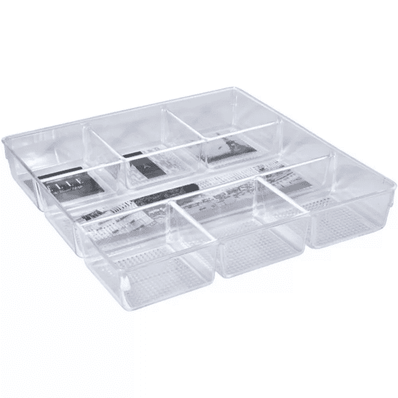 Acrylic Drawer Organizer, 6-Section, Clear Makeup Tray Organizer for Makeup and Other Beauty Essentials for Bathrooms, Countertops and Drawer