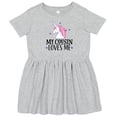 thumbnail image 3 of Inktastic My Cousin Loves Me Unicorn Girls Toddler Dress, 3 of 5
