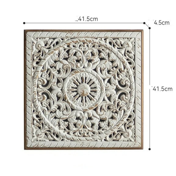 Creative Entryway Solid Wood Wall Decor – Carved Floral Shelf for Hallway, Living Room, or Flower Shop – Vintage Wooden Display Art & Home Decoration
