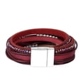 thumbnail image 3 of Pulsera de Cuero Punk para Mujeres Y Hombres, Pulsera de Regalo , rojo rojo perla, 3 of 8