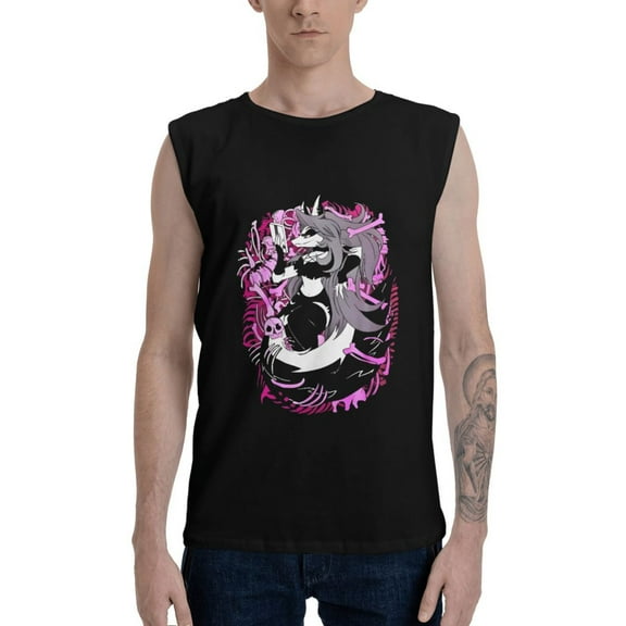 Helluva Boss Lively Men's Tank Top Muscle Workout Gym Sleeveless Shirts Black Large