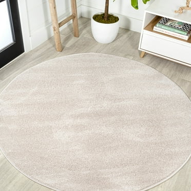JONATHAN Y SEU100D-5R Haze Solid Low-Pile Ivory 5' Round Area Rug, Coastal Bohemian, Pet Friendly, Stain Resistant, Easy to Clean, for Living Room; Kitchen, Bedroom