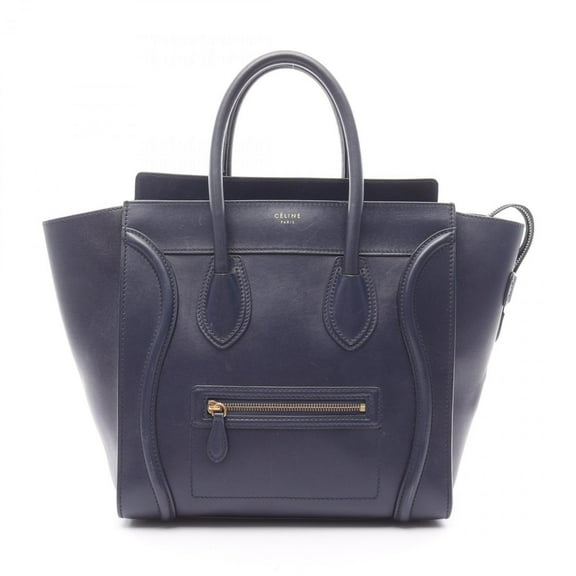 Pre-Owned Celine Luggage Mini Shopper Handbag, Leather, Women's, Navy, 165213 (Fair)