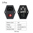thumbnail image 3 of Uxcell Power Switch 10A 250V AC Rocker Switch 3 Pin IEC320 C14 Inlet Male Power Socket for Lab Equipment,Pack of 3, 3 of 6