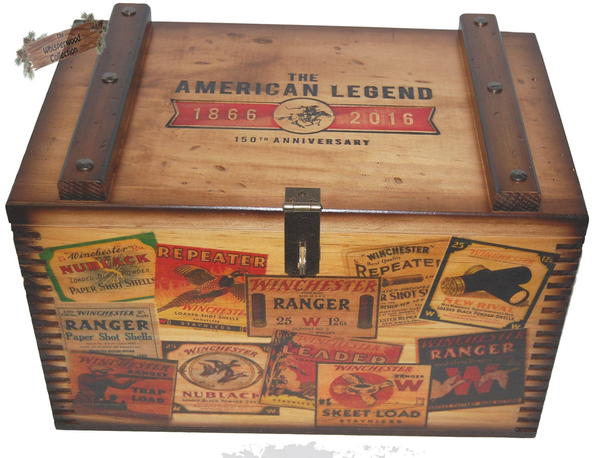 53760 Winchester 150th Anniversary wlabels Wooden Ammo Box