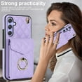 thumbnail image 2 of For Samsung Galaxy S21 FE 5G Case Premium PU Leather Accordion Folding Wallet &Card Holder With RFID Shielding Material With Adjustable Ring Holder And Detachable Crossbody＆Wrist Strap,light purple, 2 of 7