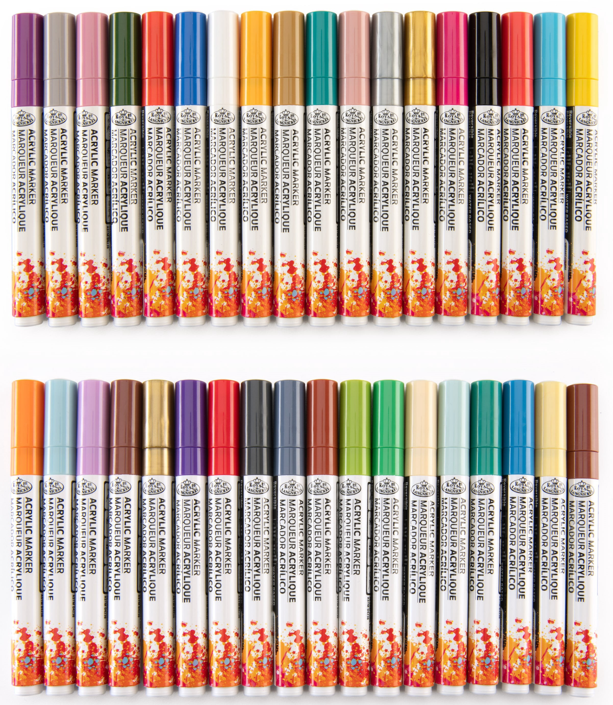 Royal & Langnickel 36 Piece 2.0MM Artist Acrylic Paint Marker Set with Reversible Tips