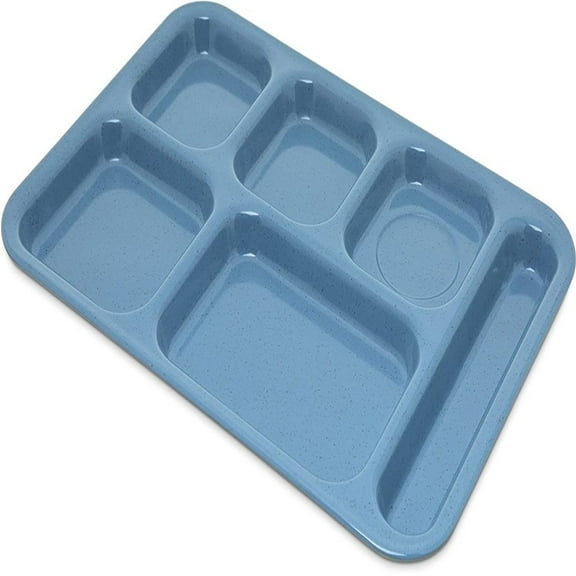 Carlisle 4398992 - Melamine Six Compartment Tray - for Right Hand Use, 10"Wx14-1/2"D, Blue, 12/Case