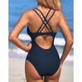 thumbnail image 4 of Attraco Womens Sexy Crochet One Piece Swimsuits Plunge V Neck Strappy Bathing Suit Hollow Out Monokini Swimwear, 4 of 8