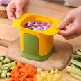 thumbnail image 3 of Picadora de verduras, picadora de mano 2 en 1 para cortar verduras y cortar en dados, picadora de artefactos multifuncional, cortador de portátil de acero inoxidable, (amarillo), 3 of 5