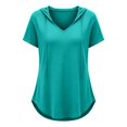 thumbnail image 6 of Women's Short Sleeve Hoodie Tunic Tops Casual Loose Fit Pullover V Neck Lightweight Sweatshirts with Pockets, 2XL, 6 of 8