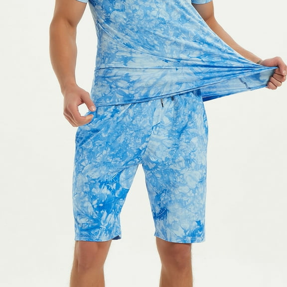 Aayomet Mens Swim Trunks Short Mens Summer Fashion Casual Polyester Peach Skin Printed Beach Shorts Beach Pants Pants,Sky Blue L