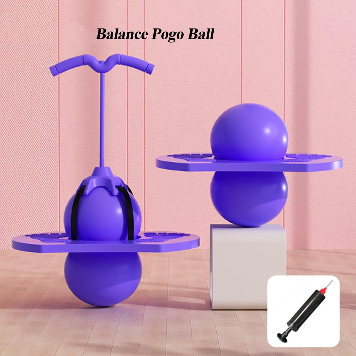 Balance Jumping Ball, Jump Balance Ball with Durable Handle and Pump, Supports Core Strength and Coordination, Fun Exercise for Kids and Adults at Home, Parks