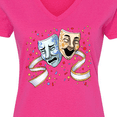 thumbnail image 4 of Inktastic Tragedy and Comedy Stage Masks Women's V-Neck T-Shirt, 4 of 5