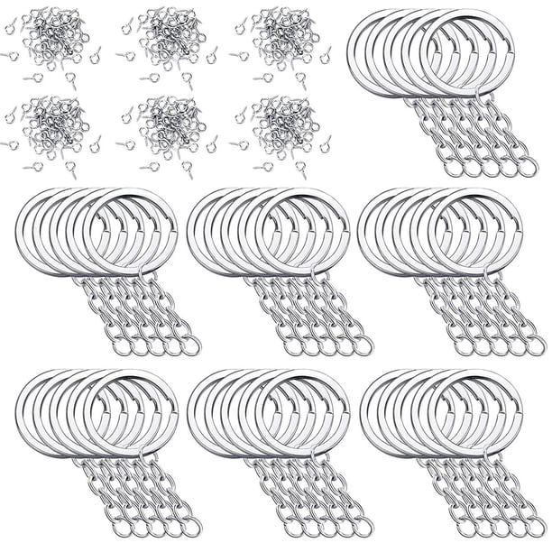Anillos para llaveros, 350 unidades de anillos con cadena para manualidades, divididos plata