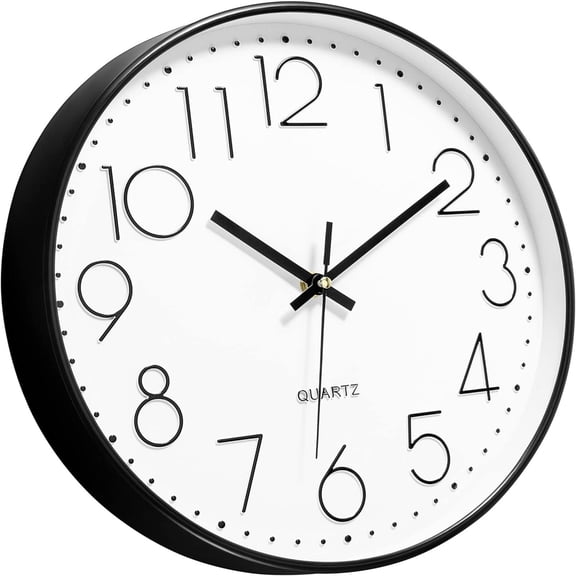 Goowood Wall Clock 12 Inch Silent Non Ticking Battery Operated Quartz Round Clock Large Easy to Read for Living Room Kitchen Office Decor