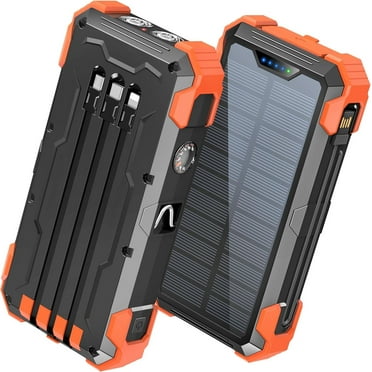 JIUMESS 42800mAh Solar Power Bank 15W Fast Charging with Cables, Solar Charger Compatible for iPhone/Android Phone