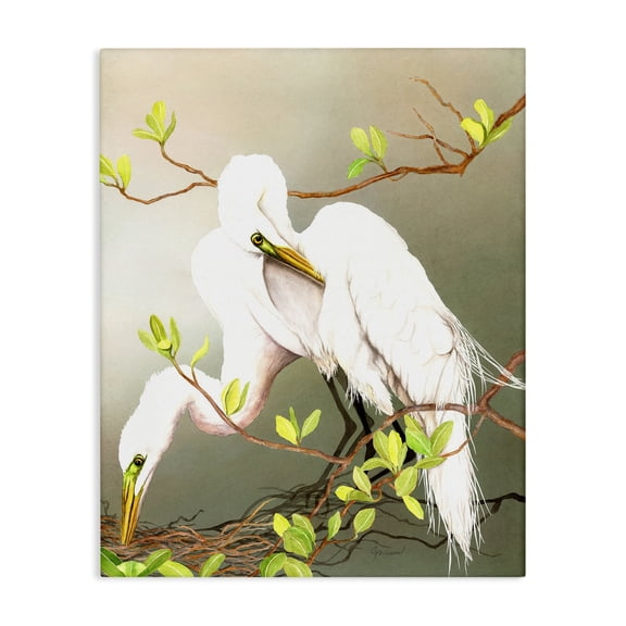 Stupell Industries Coastal Gazing Egrets on Branch Canvas Art, 16 x 20, by Christine Reichow