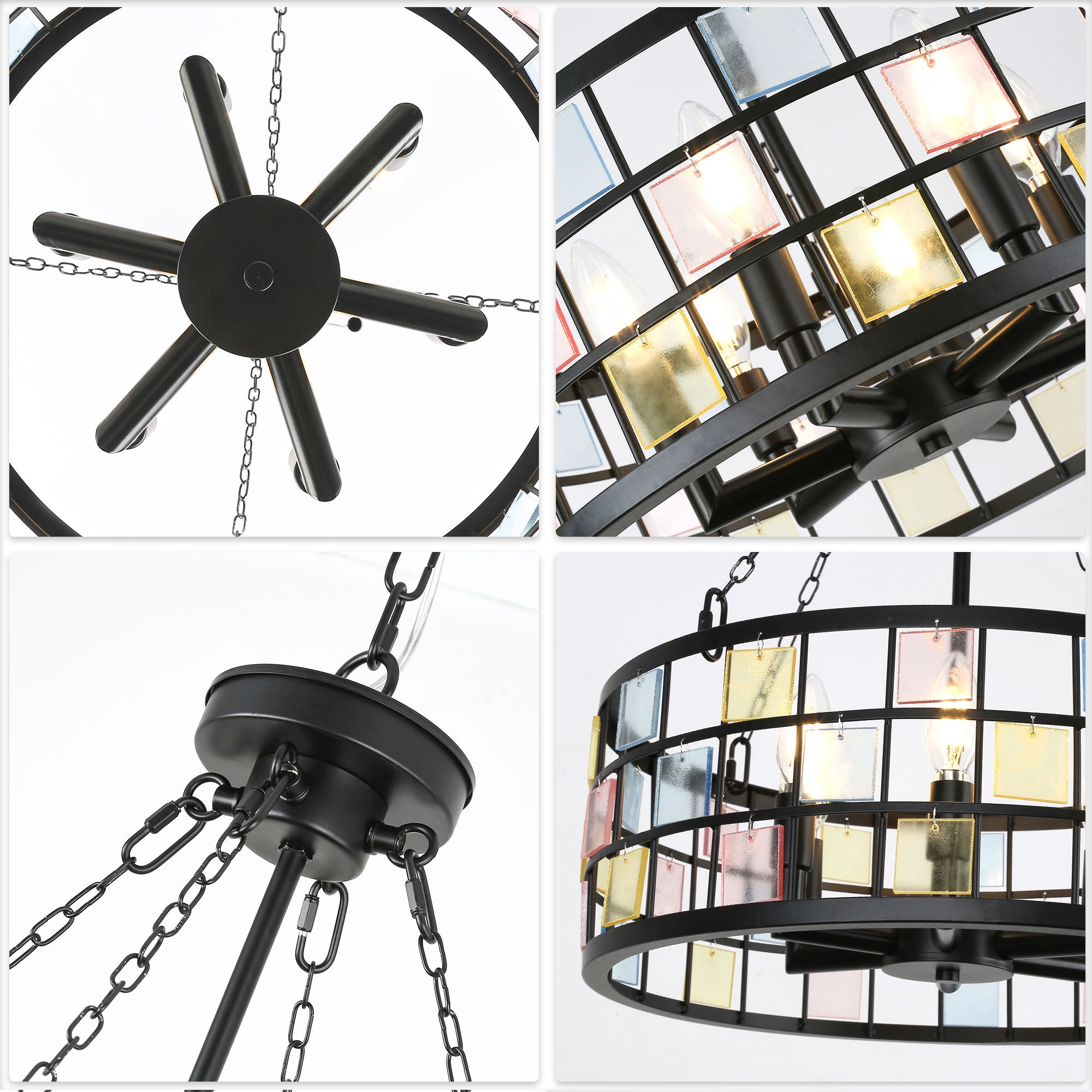 Chords Attic 17" Vintage Church Candle Style Chnadelier Adjustable Hanging Pendant Light Fixture for Livingg Room, dining Room