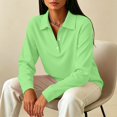 thumbnail image 6 of Womens Polo Shirts Long Sleeve Collared Button Vintage Cute Fall Tops Green L, 6 of 6
