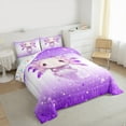 thumbnail image 3 of Manfei Cute Purple Axolotl Queen Comforter Set, Kawaii Glitter Stars Bedding Sets, Teens Boys Girls Kids Reversible Bedding Comforter Set, Breathable Home Decor, 3-Piece, 3 of 8