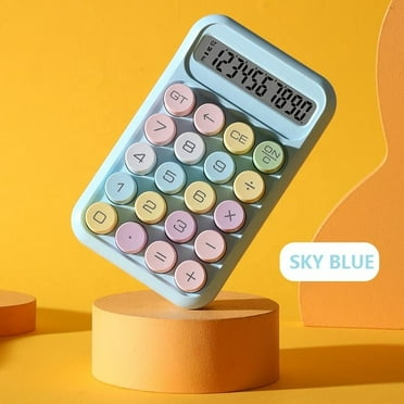Blue Standard Calculator 10Digits with Large LCD Display and Round Button Candy Color Calculator for Offices Home School