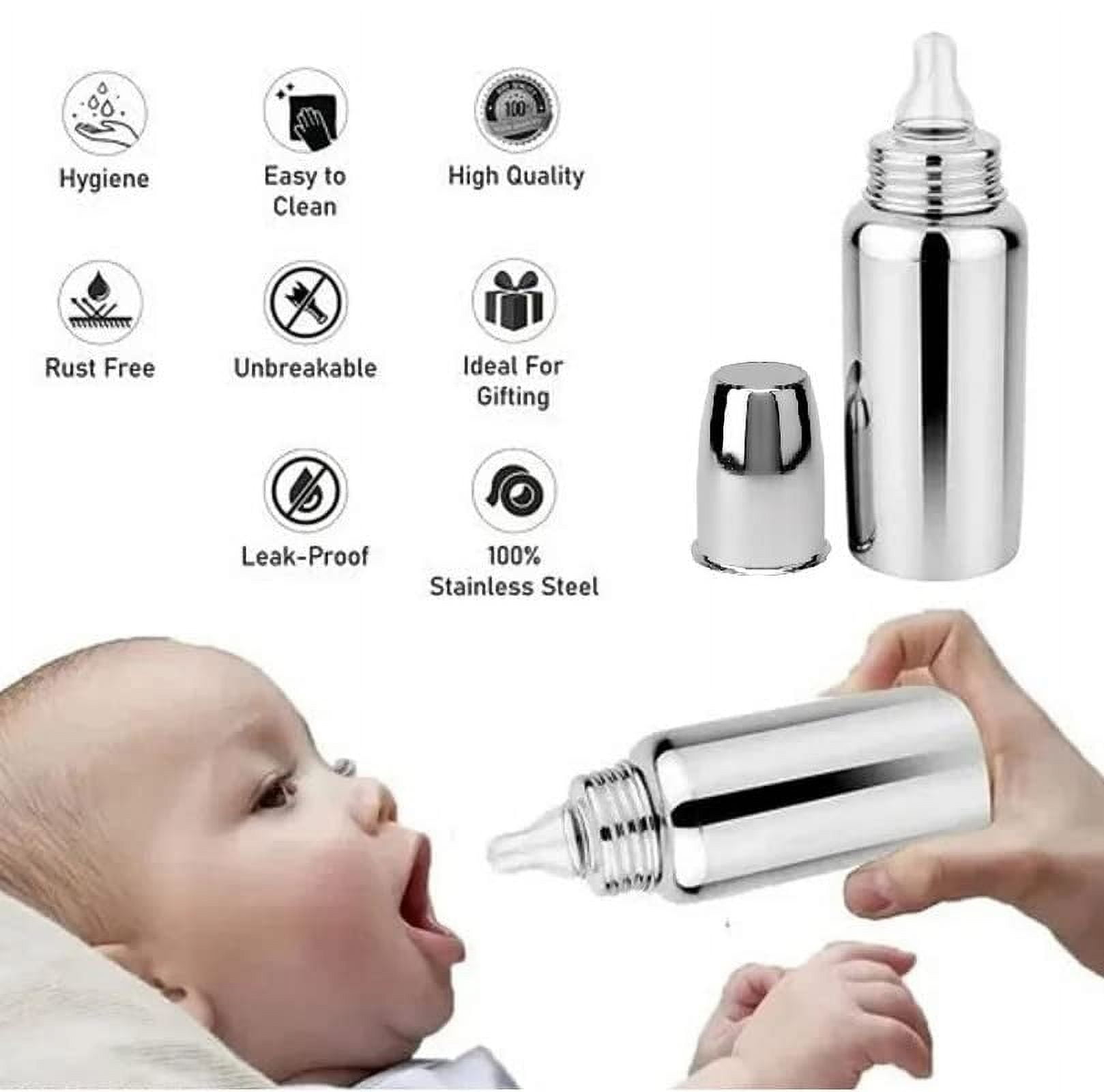 Organic Kidz Stainless Steel Baby Feeding Bottle for Kids for Milk and Baby Drinks, (290ml)
