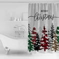 thumbnail image 2 of Christmas Shower Curtain, 36" x 72", Red Green Plaid Leopard Xmas Tree Winter Snowflake Waterproof Bathroom Curtain Washable Shower Curtain Set with 12 Hooks, 2 of 6