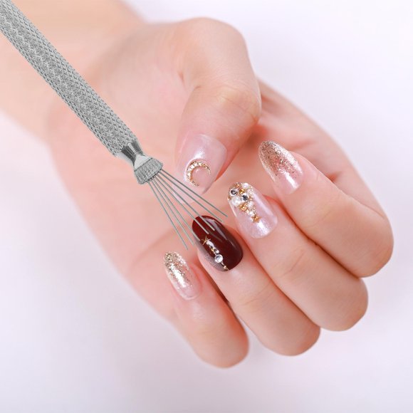 OUNONA Seven Pin Nail Art Precision Pen with Bendable Stainless Steel Handle for Manicure Striping and