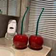 thumbnail image 4 of Exquisito y lindo juego de escobillas de baño con cerezas verdes y rojas., 4 of 4