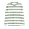 thumbnail image 2 of ITSAME Long Sleeve T-Shirt for Girls, Loose Fit Striped Print Round Neck Kids Fashion Casual Pullover Tops Mint Green Size 7T, 2 of 8