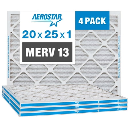 Aerostar 20x25x1 MERV 13 Pleated Air Filter  AC Furnace Air Filter  4 Pack