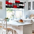 thumbnail image 2 of Kitchen Curtains and Valances Set 3 Piece Curtains 36 Inch Length Black Red Grey Geometric Modern Abstract Art Window Treatment Tiers for Bathroom, Abstract Small Cafe Curtains for Living Room, 2 of 5