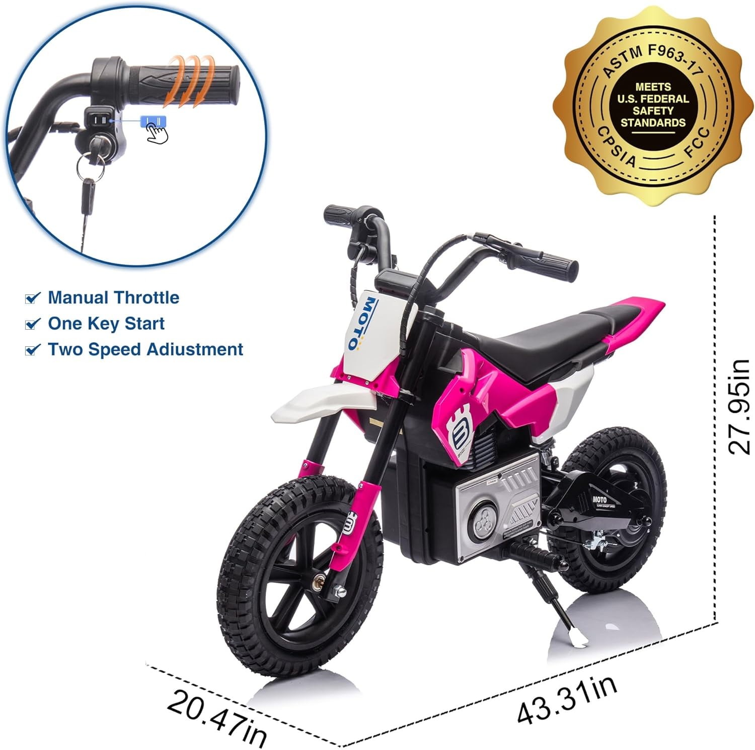 Ambifirner 24V  Ride On Electric Off-Road Motorcycle,200W Motor 9.32MPH Speed Dirt Bike Motocross, Soft Seat