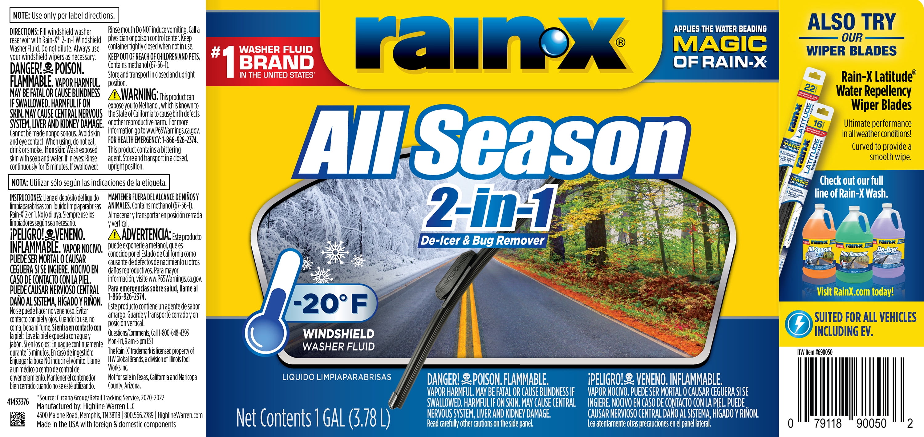 Rain-X 5061320 All Season 2-in-1 Windshield Washer Fluid 1 Gallon