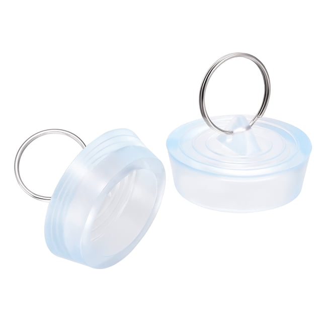 Tapón de fregadero de caucho Uxcell, tapón de drenaje azul claro que se adapta a 38-40mm con anillo colgante para bañera, cocina y baño 2 piezas
