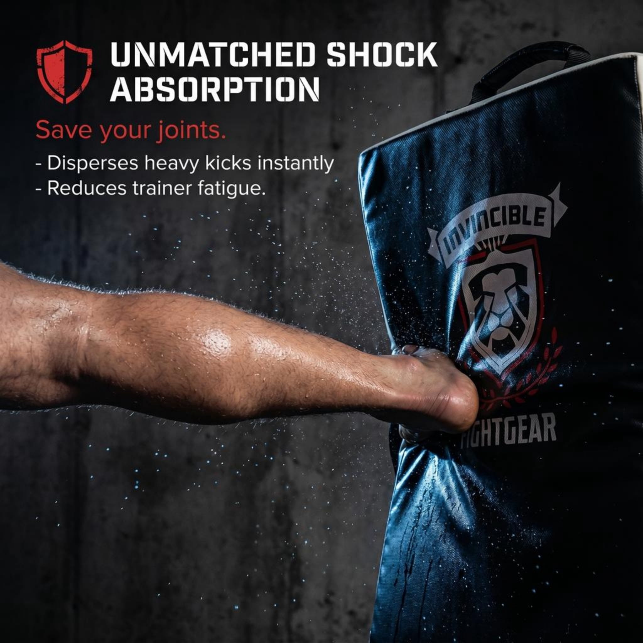 Invincible Fight Gear Gel Punch & Kick Shield, Curved Training Pad, 25” x 15” x 5.5”, Multi-Handle Grip, Gel Enforced Lining, Heavy-Duty Canvas Vinyl, Muay Thai, MMA, Kickboxing, Karate