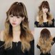 thumbnail image 2 of Peluca de cabello sintético con flequillo para mujer, pelo largo ondulado Natural, marrón a rubio, ombré, Cosplay, resistente al calor diario, 2 of 4