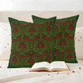 thumbnail image 3 of Vintage Red Roses Outdoor Waterproof Pillow Covers, Green Abstract Art Floral Ethnic Decorative Square Throw Pillowcase Sofa Cushion Sham for Patio/Couch/Chair, 24"x24" 2 Pack, 3 of 8