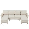 thumbnail image 4 of Roomfitters U-shaped Sponge-filled Cushion Combination Sofa, Ideal for Living Rooms, Studies, and Spacious Spaces, Providing Superior Comfort with Its High-Quality Fabric Upholstery, Beige, 4 of 17